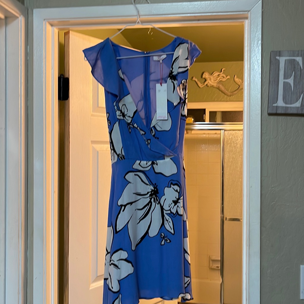 Parker Sahara Floral Tie Waist Faux Wrap Dress 10